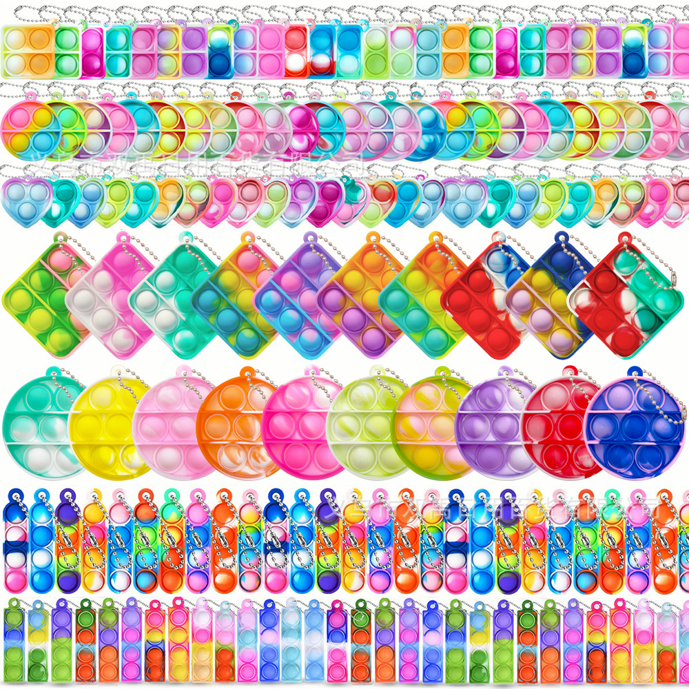 灭鼠先锋手指泡泡乐钥匙扣减压玩具解压钥匙扣挂件彩虹按按乐批发