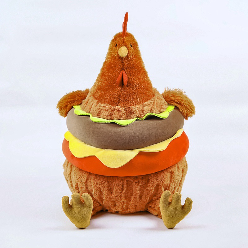 Pollo hamburguesas juguetes de peluche muñecas lindas muñecas de pollo simulación muñecas de cama muñecas de tela regalo de cumpleaños