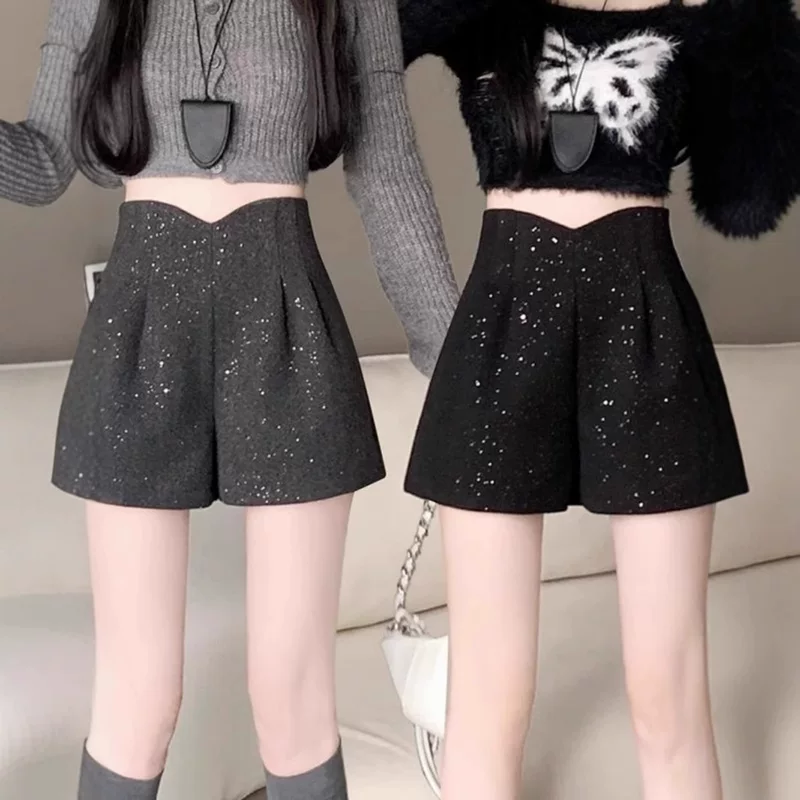 Демисезонные шерстяные ногти с Sequins, шорты, штаны, ботинки, А-силуэт