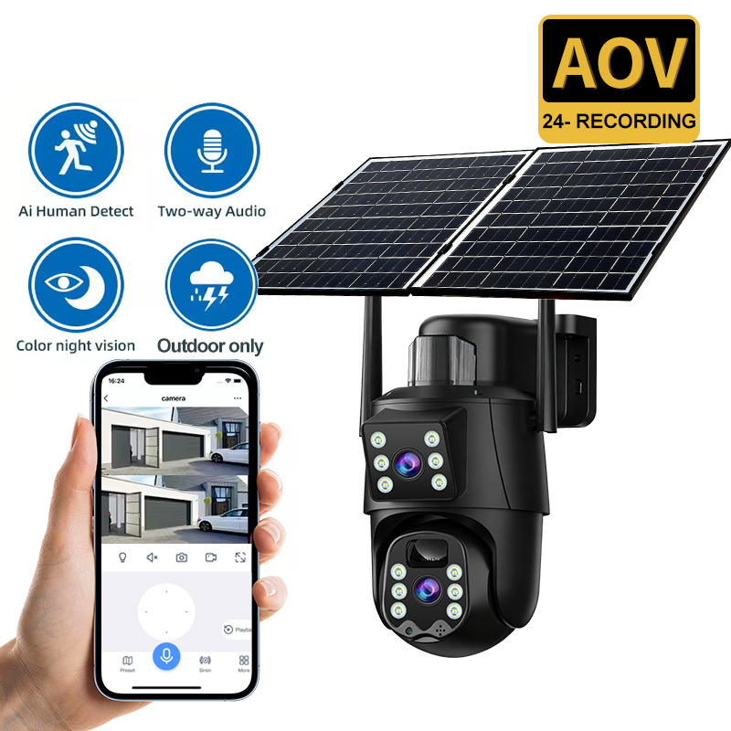 HiEasy Solar Supervisión 4GAOV Cámara 5 millones de monitoreo solar al aire libre binoculares de doble pantalla