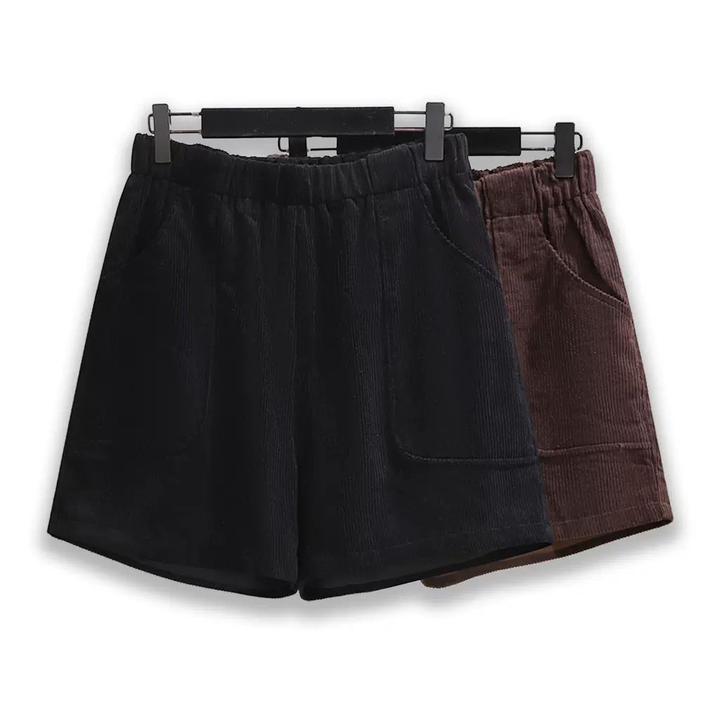 130-320斤大码女装灯芯绒春秋季短裤微胖mm宽松阔腿加厚三分裤子