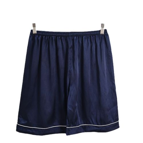 Summer Men's Ice Silk Pajama Pants with Drawstring Shorts, Silk Solid Color Loose Plus Size Home Pants, Thin Style, Wearable Outside