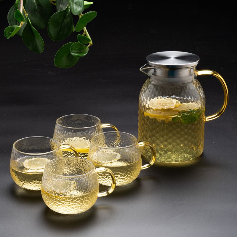 1150ML 쌀알 냄비 + 노란색 손잡이 망치로 만든 컵 4개