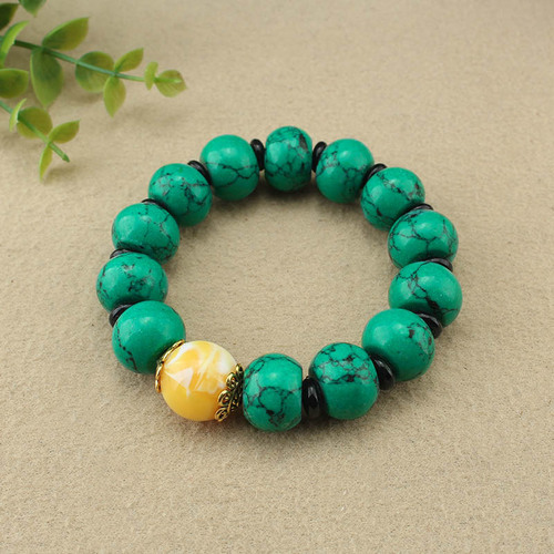 Direct Manufacturer Sale Turquoise Bracelet for Men and Women, Old Style Cylinder Beads Single Loop Antique Jewelry Necklace Retro Couple Accessory Wholesale
