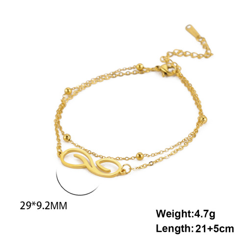Bestselling Bohemian Infinity Symbol Anklet Stainless Steel Double Beaded Chain Sandal Anklet for Women Fashion Accessory