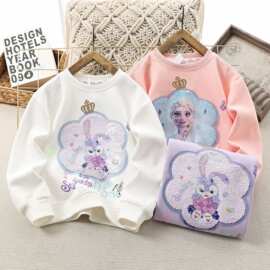 【现货】女童秋冬卫衣亮片卫衣-艾莎公主【有加绒】