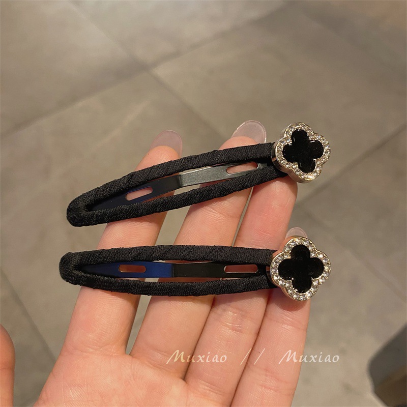 Fermaglio bb per capelli in tessuto nero stile coreano_voghion.com