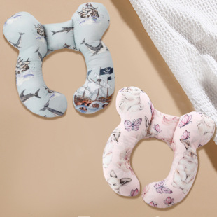 Cartoon Pattern Children's U-Shaped Pillow, Baby Head Shaping Pillow, Travel Stroller Neck Pillow, Sleeping Pillow, Pillow Core