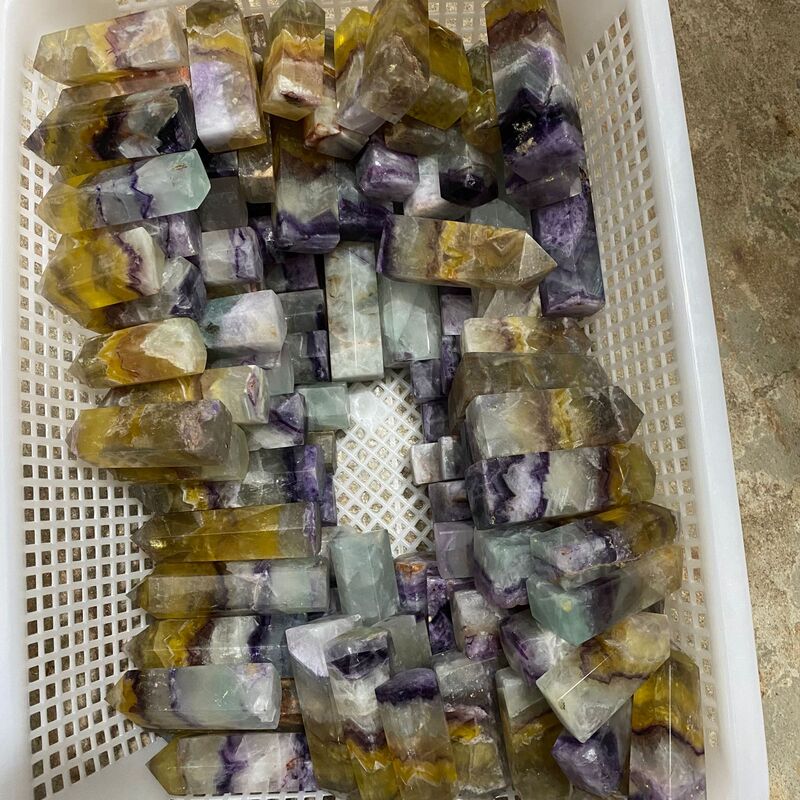 天然黄色萤石柱子六棱单尖柱千层原石家居客厅装饰小摆件 买一送一 图 8