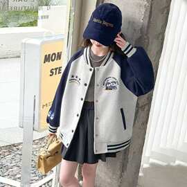 女童休闲风宽松春秋款新款女孩中大童夹克衫春秋季上衣棒球服外套