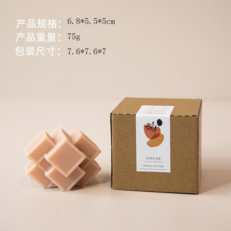 Ventas transfronterizas calientes superpuestas de modelado geométrico cuadrado velas aromáticas adornos para el hogar joyas al por mayor hechas a mano