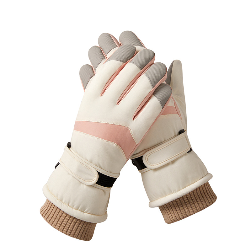 Men's and women's ski gloves winter outdoor riding electric bike with wool thickened anti-cold wind anti-water touch screen protective warm gloves_voghion.com