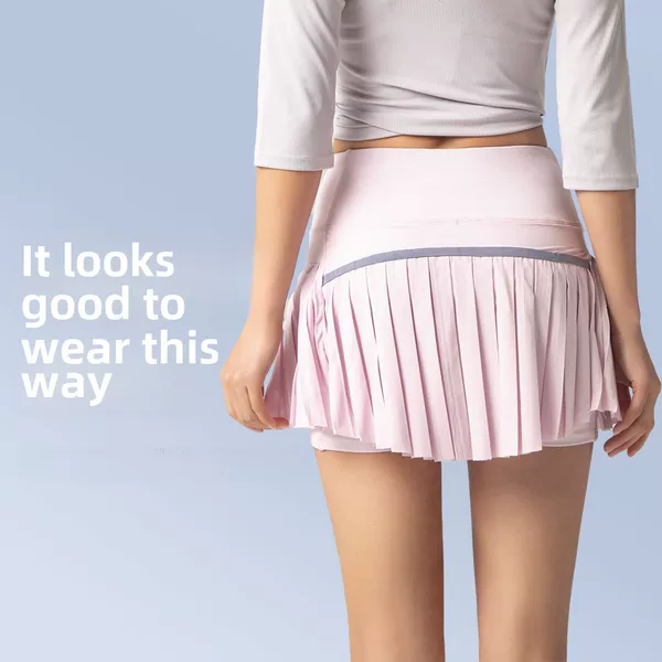 Fake Two-Piece Yoga Pleated Skirt for Women, Anti-Exposure, Breathable Sports Short Skirt for Tennis, Golf, Yoga, Fitness, and Running