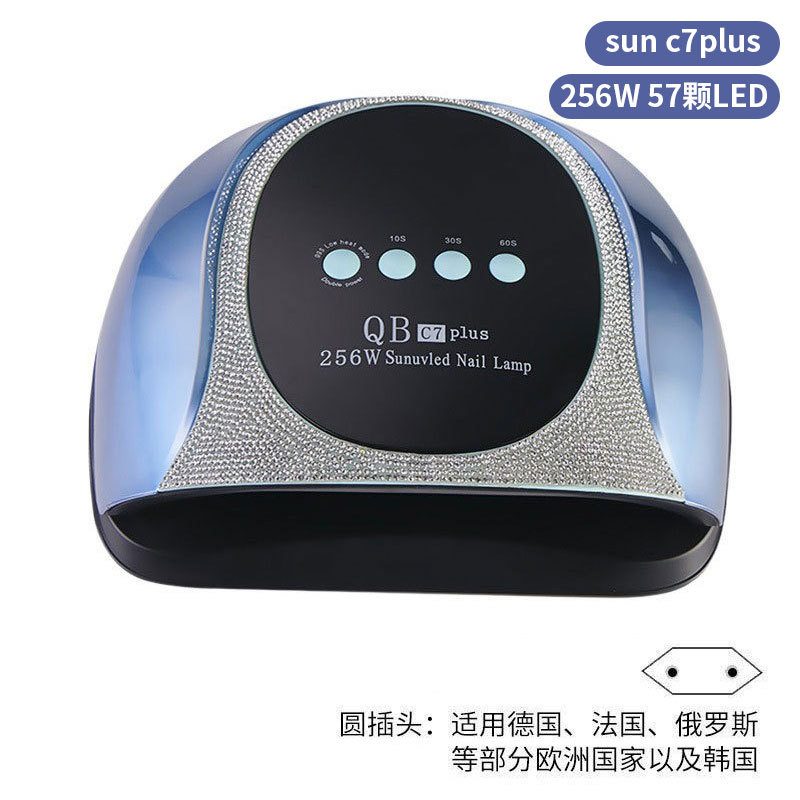 Lámpara de manicura inteligente de alta gama de luz de terapia de diamante 256W de alta potencia de pegamento de vinilo lámpara de horneado de dos manos secador de uñas transfronterizas