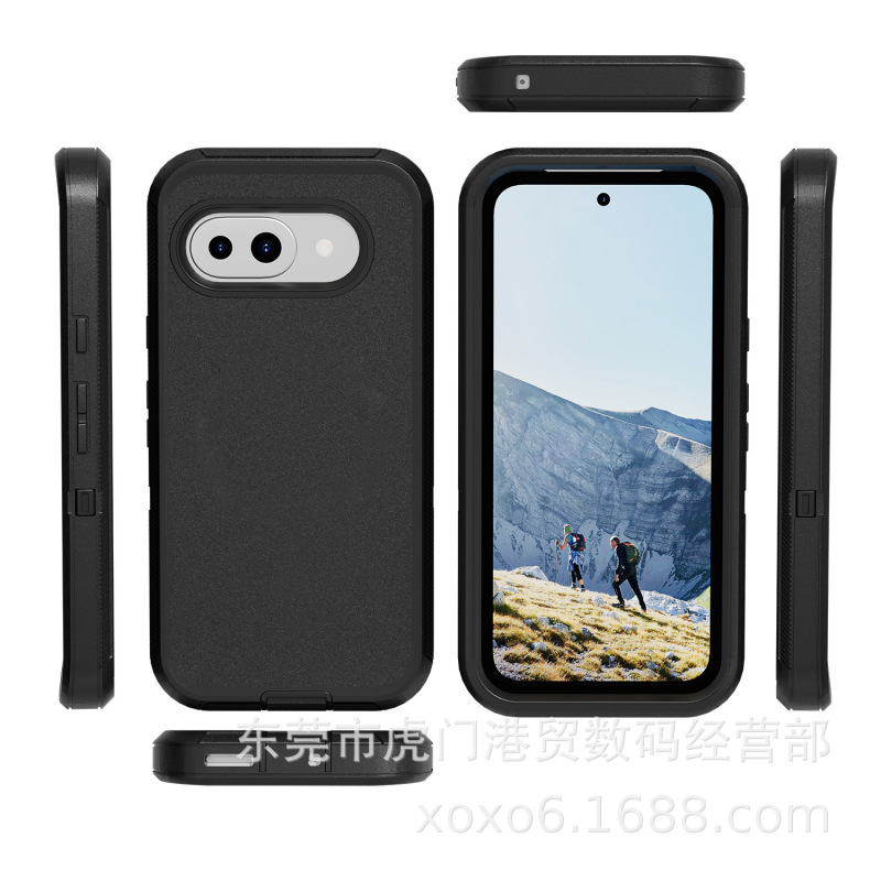 新しい Google Pixel9a に適した 3 つの保護電話ケース、落下防止および防塵のスリーインワン ディフェンダー保護カバー|undefined