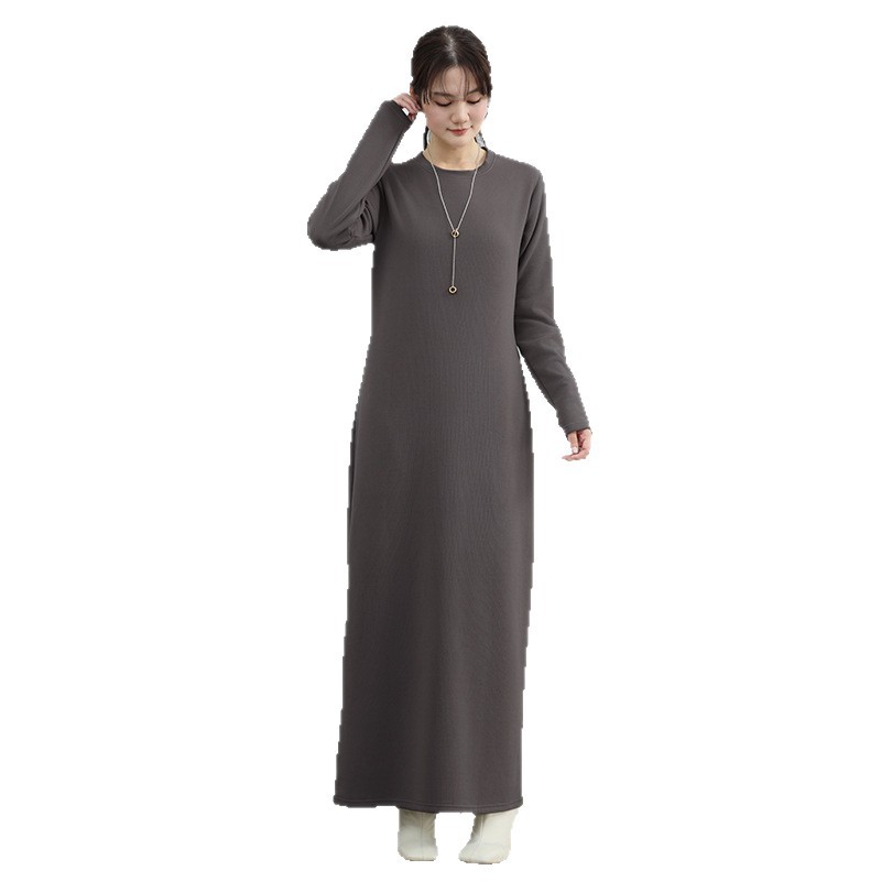 여성 기모 긴팔 롱 원피스 루즈핏 가을 겨울 데일리룩