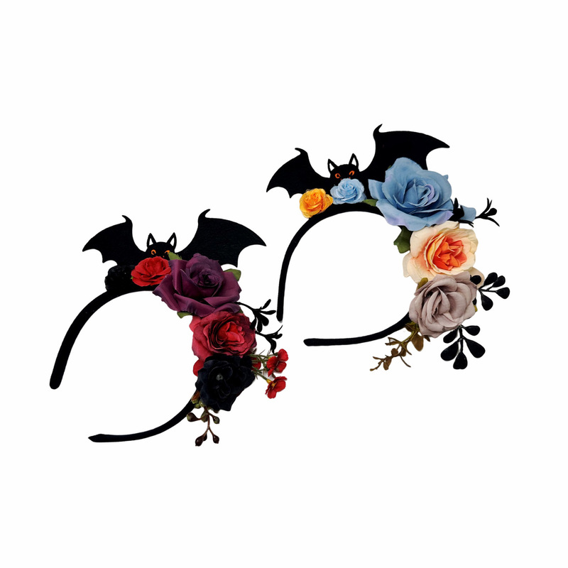 ヨーロッパとアメリカの新しいハロウィンフラワーヘッドバンドパーソナライズされたコウモリ面白いダークヘッドバンドパーティークリエイティブヘッドバンド卸売|undefined