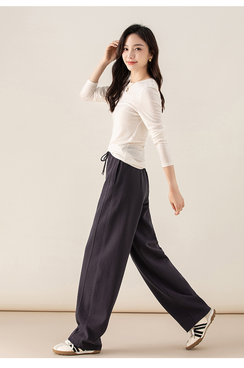 Quần culottes nữ ống rộng cạp thun co giãn chất liệu lyocell len mềm mại dáng chuối — màu tím mận chi tiết 29