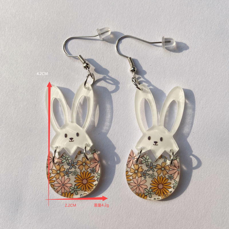 7g Weight 1 Pair Cute Rabbit Arylic Drop Earrings