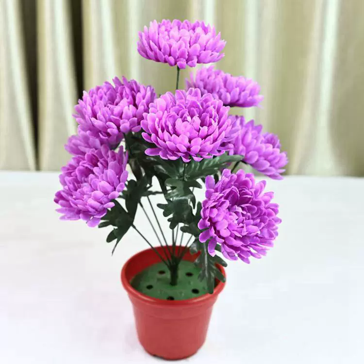 工厂仿真花批发人造花清明节祭祀花9头冷艳菊假花新款绢花花束