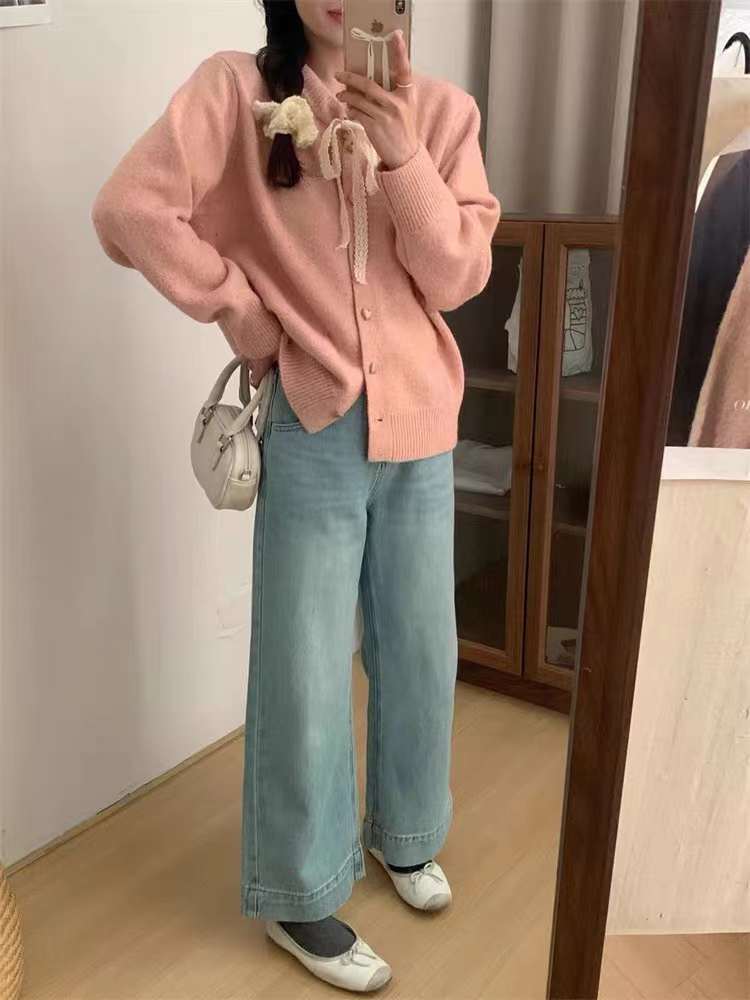 24 Dongpuyuan coreano correa de cuello redondo de hebilla de una sola fila temperamento suéter de puntos de color chaqueta mujer 20 image 6