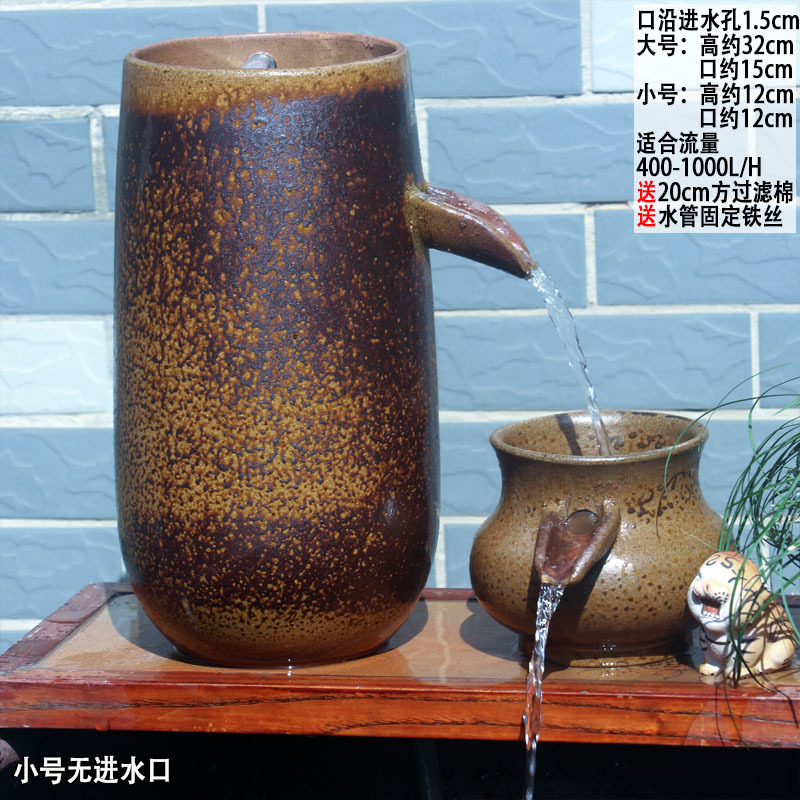 养鱼过滤切割流水罐循环增氧净水陶瓷流水缸古法养鱼小号流水中式|undefined