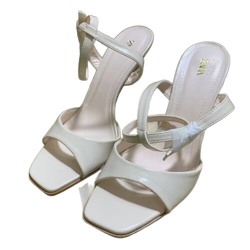 ZA Home Women's Shoes 2025 Summer New Products Spandex High Heel Thin Heel Women's Shoes Fish Mouth Back Tie High Heel Shoes