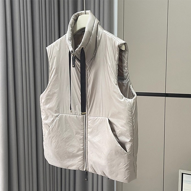 High-Quality Camel down Vest for Women, 2026 New Fashion Stand Collar Thickened European Style Cross-Border