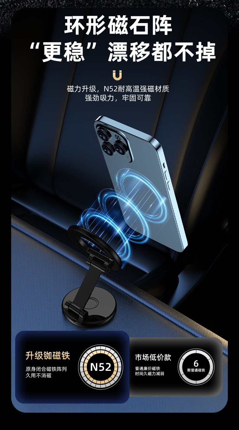 2025 Car Mobile Phone Holder Foldableing Magnetic Navigation Dashboard Car Strong Magnetic Center Console Rotating Holder