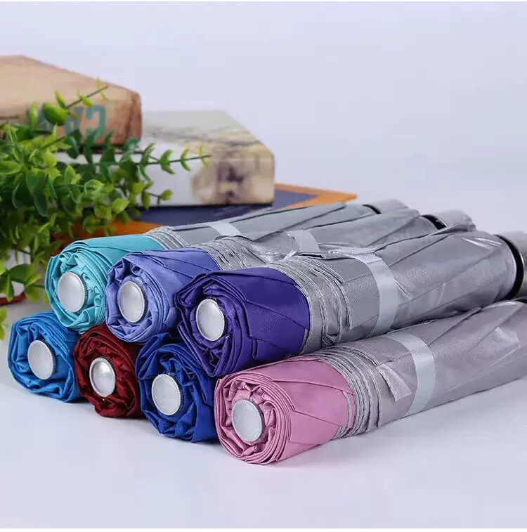 Folding Umbrella, Dual-Use for Sun and Rain, with Logo Printing, Promotional Umbrella, Silver-Coated Umbrella, Sun Umbrella, Sunshade, Gift, Portable