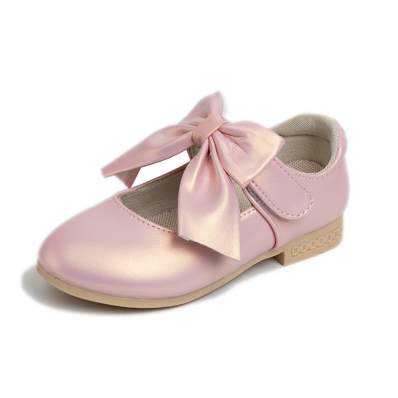 Foreign Trade Children's Shoes 2026 Spring and Autumn Models Girls' Leather Shoes with Bow, Medium and Large Children's Small High-Heeled Princess Shoes, One-Piece Dropshipping
