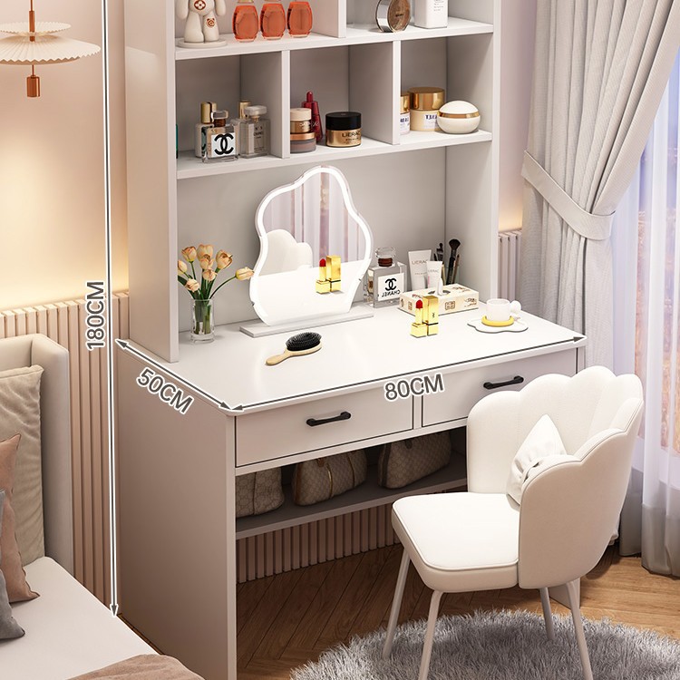 심플 웨화 화이트 싱글 테이블 + 화장대 [수납장 전체가 보입니다] 80cm
