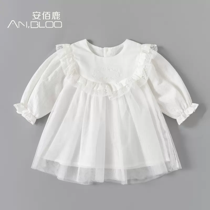 女童连衣裙秋季新款纯棉透气公主裙 新生儿宝宝周岁衣服甜美裙子