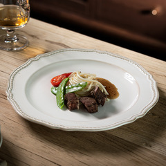 高級感宮廷風陶瓷餐盤牛排盤家用百搭菜盤早餐盤意面盤批發盤子