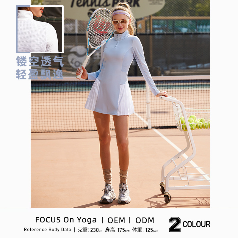 25 Spring Vitality Tennis Sports Dress Stretch Shaping with Leggings Hollow Breathable Outdoor Sports Skirt