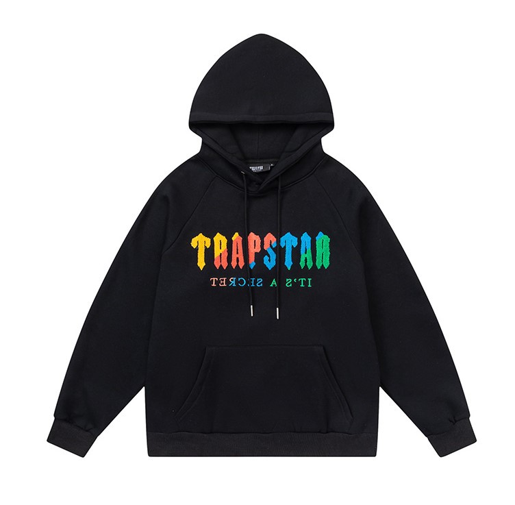 Europa y América Trapstar blue line negro cabeza de tigre toalla bordado más terciopelo con capucha suéter pantalones pantalones casuales