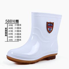 回力588白色耐油雨鞋食品廠衛生鞋食堂工作鞋牛筋底雨靴勞保膠鞋