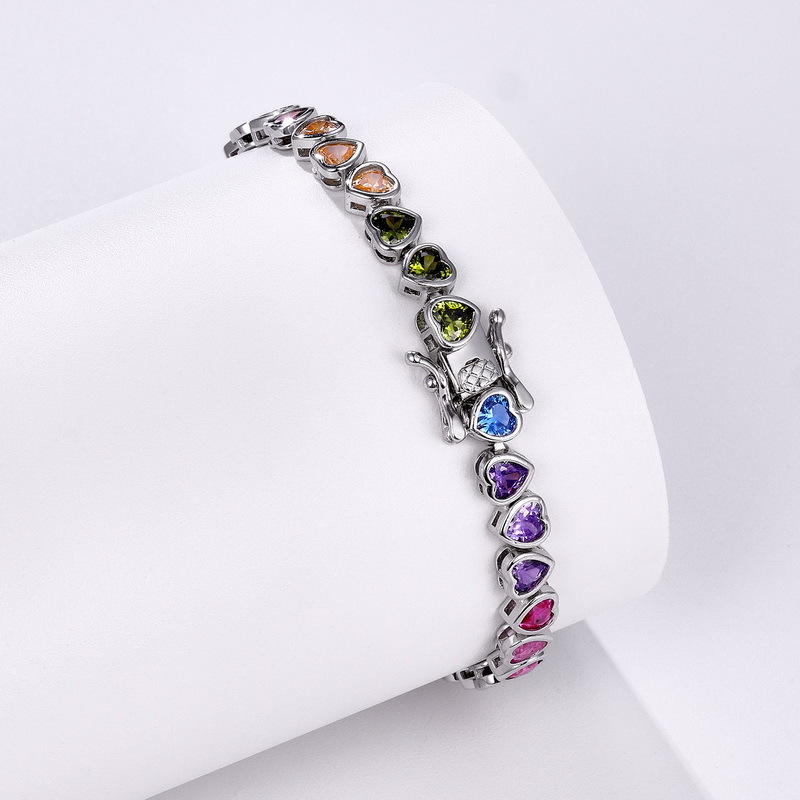 Nuevo amor transfronterizo pulsera de circonita arcoíris S925 bolso de plata con incrustaciones de color circonio tesoro joyería simple y ligera moda de lujo mujer