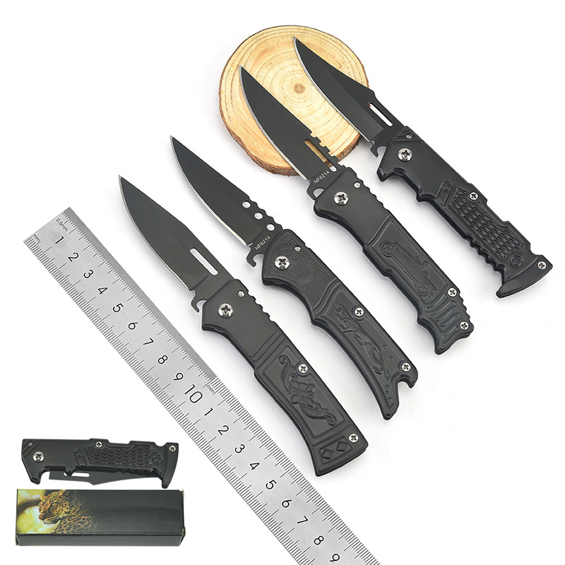 轧图柄小折叠刀 便捷式迷你不锈钢小刀户外野营多功能防身刀具