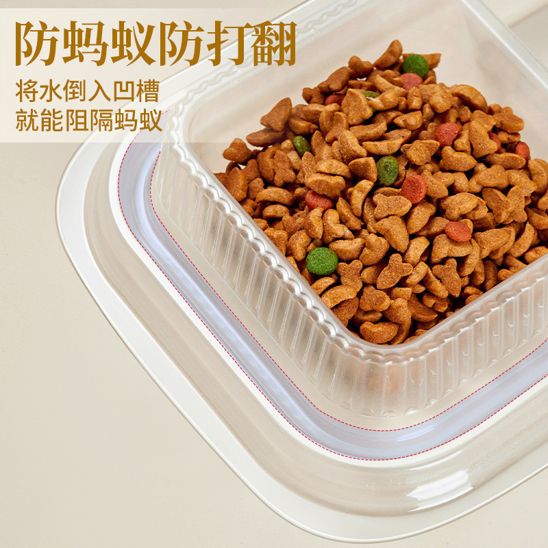 Tazón de gato práctico de dos en una caja de alimentación de gato vagabundo al aire libre, tazón de arroz para gatos, tazón de agua potable a prueba de hormigas