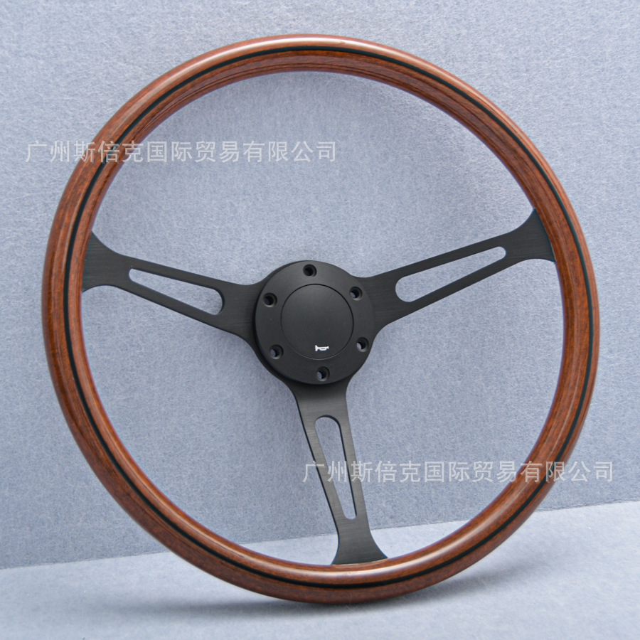 Factory Direct Sales General Car 15inch Retro Peach Wood Steering Wheel Modified Shallow Concave Steering Wheel