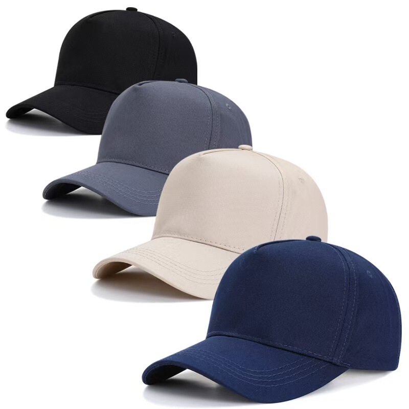 Pure Cotton High-Top Baseball Cap with Embroidered Logo, New Fashion Versatile Solid Color All-Cotton Curved Brim Hat Wholesale and Retail