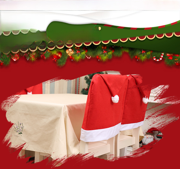 Christmas Red Non-woven Christmas Chair Set Christmas Table Decoration Christmas Hat Soft Feel_voghion.com