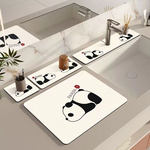 Cute cartoon bathroom sink water absorbing mat diatomaceous earth faucet drip mat toilet bathroom washbasin countertop