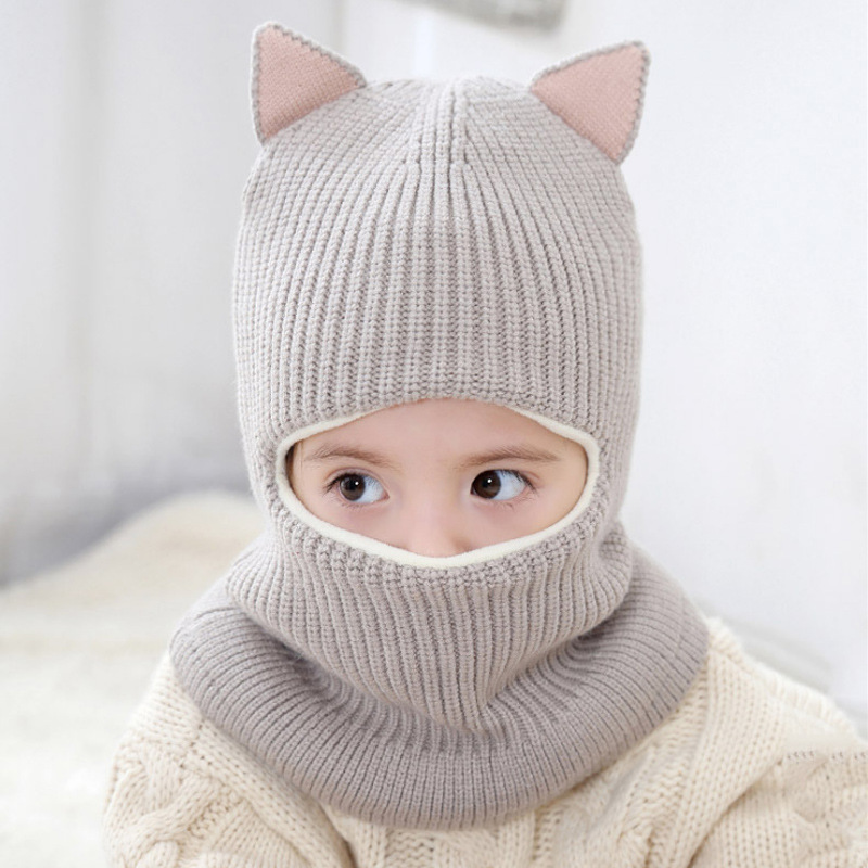 秋冬の子供のニットの一体帽子が可愛いです。|undefined