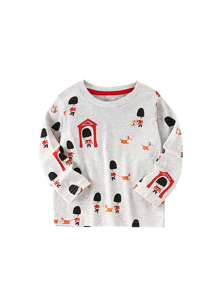Malwee camiseta de niño otoño y invierno nuevo estilo europeo y americano para niños de media edad casuales de manga larga cuello redondo impresión de aire superior