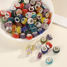 新款鸡眼钻球隔珠diy配件点钻大孔珠散珠串珠镶钻桶珠子现货直销