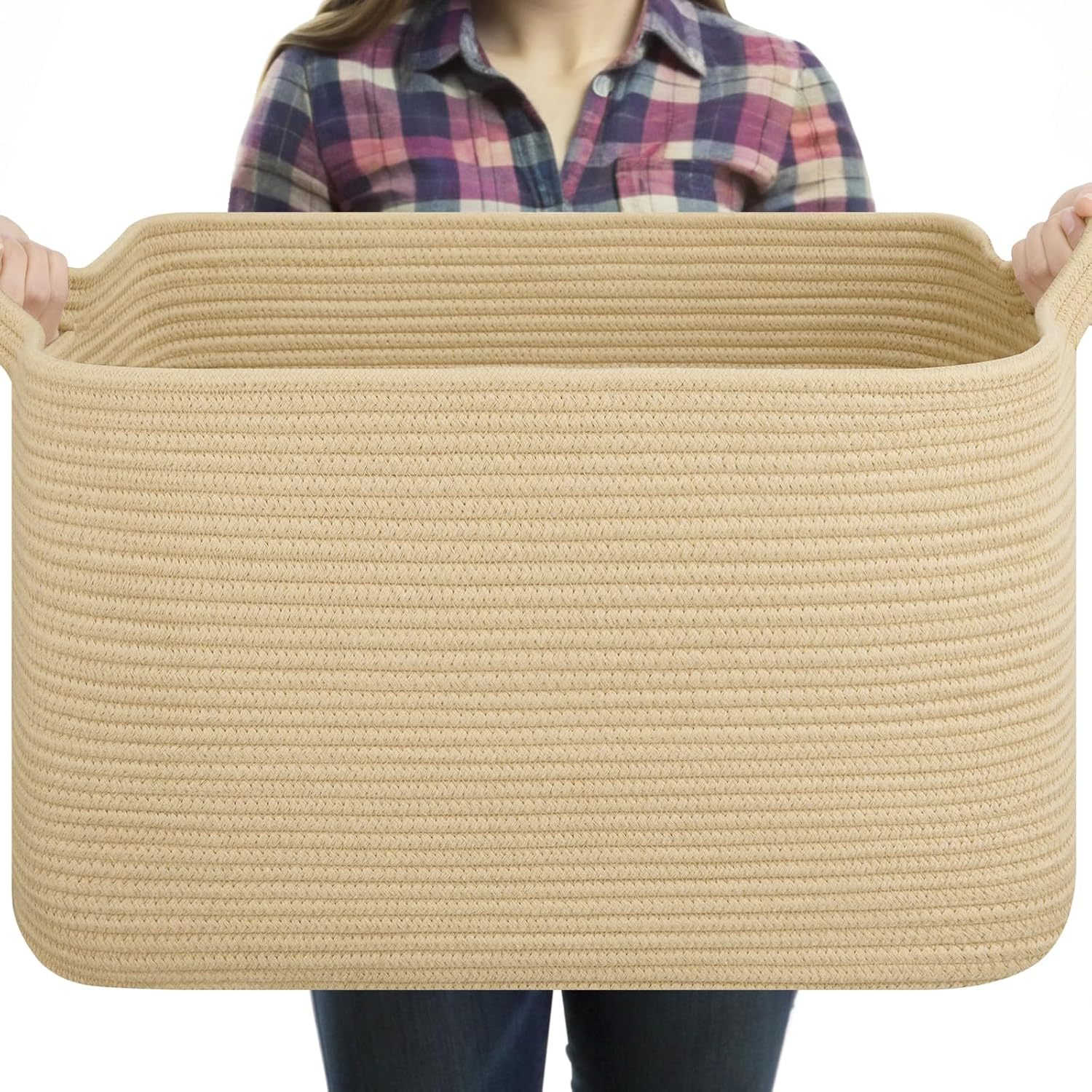 Fábrica directa gran tela de algodón trenzada canasta de ropa sucia canasta de almacenamiento de juguetes armario de dormitorio canasta de almacenamiento plegable