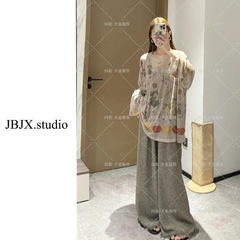 【レイジーリトルフレグランスデザインタッセルワイドパンツ】夏ファッションニッチカジュアルルーズカジュアルパンツ