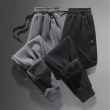 加绒加厚保暖加绒卫裤子男士休闲长裤秋冬季带绒外穿束脚运动棉裤